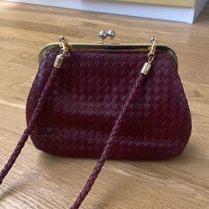 Vintage Talbots Leather Crossbody Purse in Burgundy